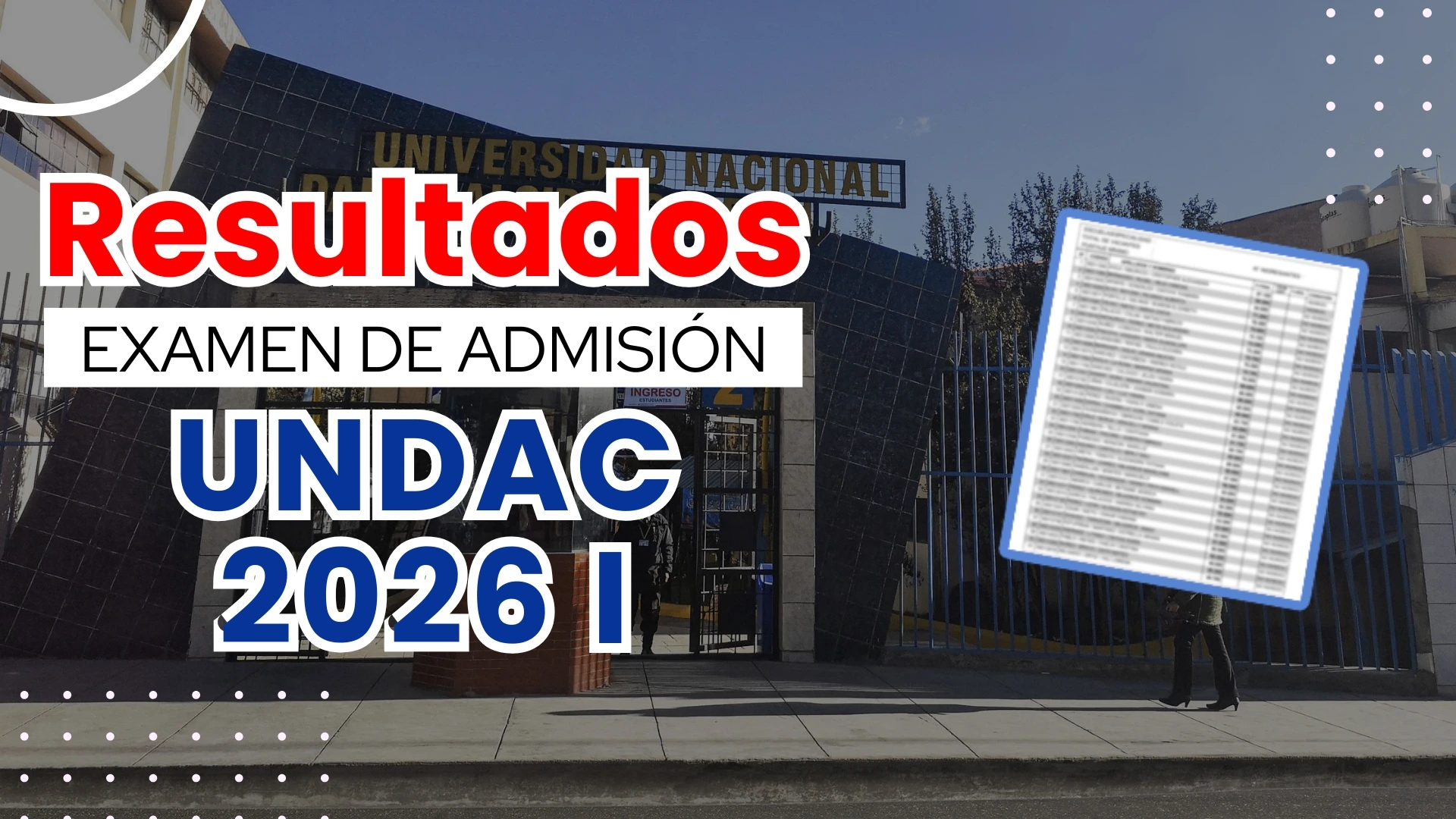 Resultados UNDAC 2026 I Examen Ordinario 14 de septiembre 2025