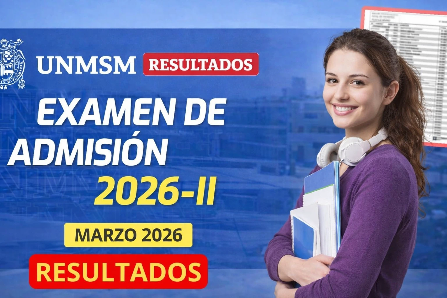 Resultados UNMSM San Marcos 2026 II Examen Ordinario